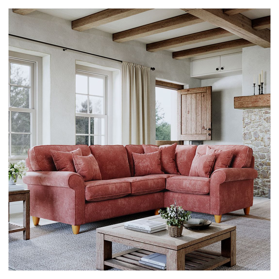The Abingdon 2 Corner 1 Sofa Arlan Vermillion main product photo