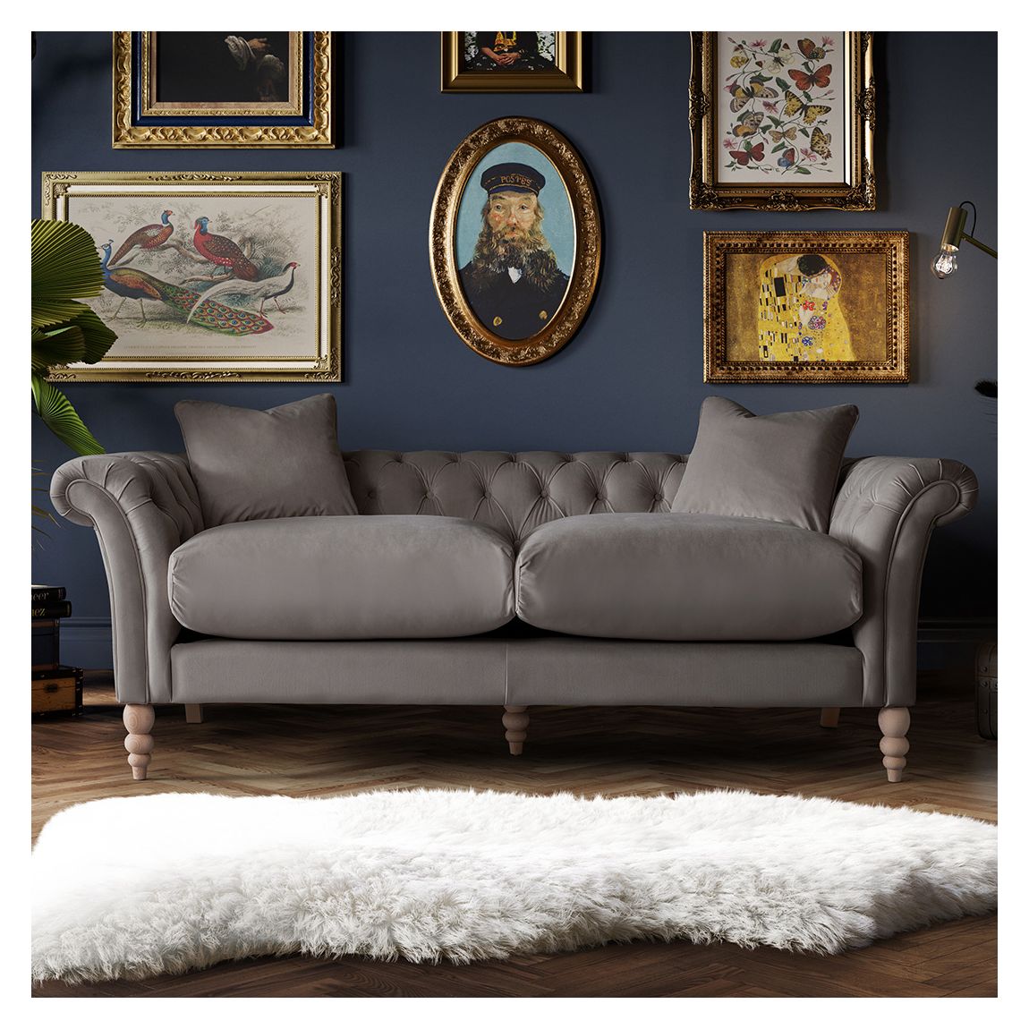 The Mayfair Large Sofa, Velvet Mushroom main product photo