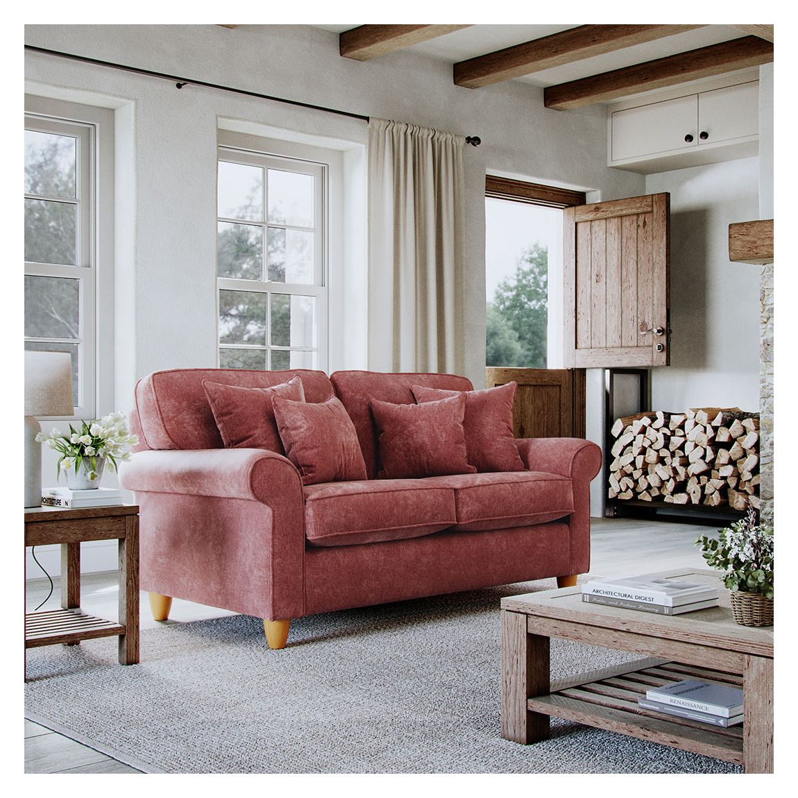 The Abingdon Small Sofa Arlan Vermillion main product photo