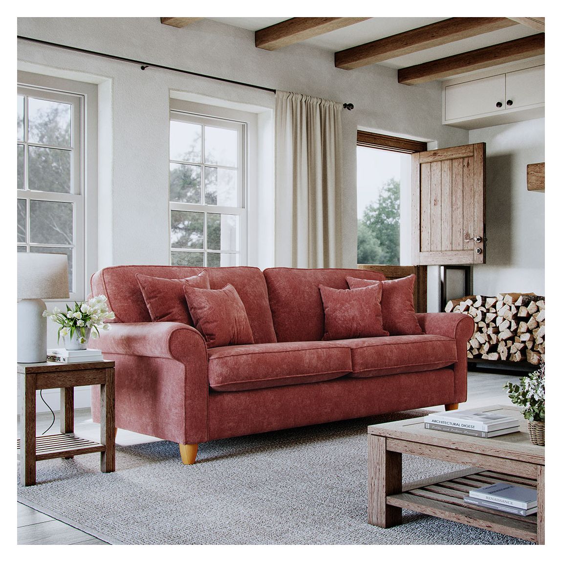 The Abingdon Large Sofa Arlan Vermillion main product photo