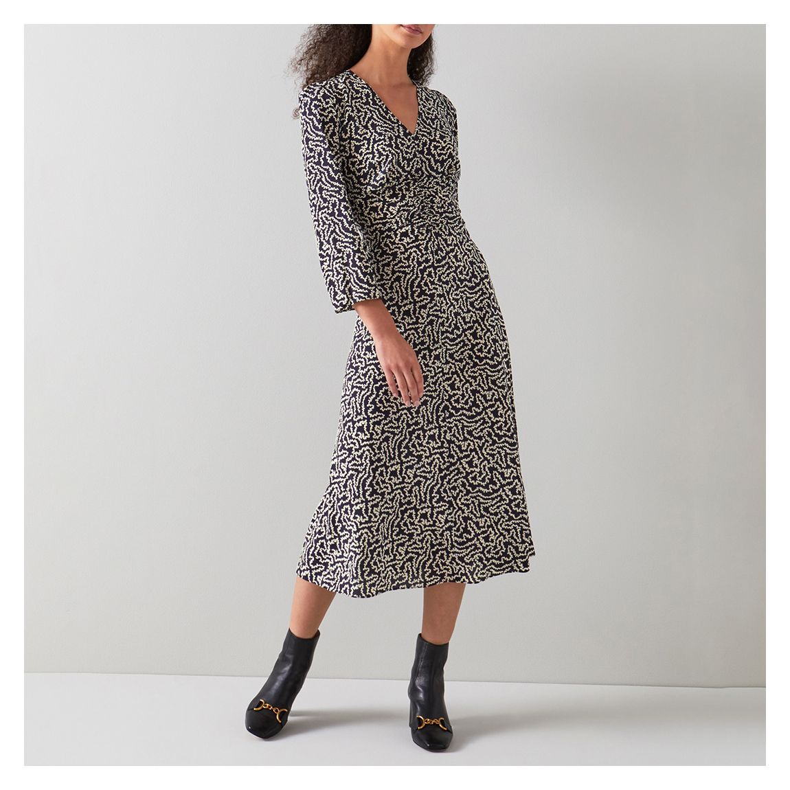 Multi Patterned Silk Blend Midi Dress main product photo