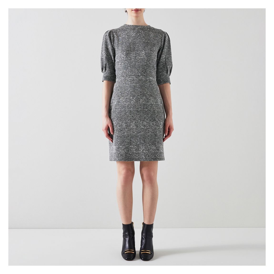 Black Plaid Midi Dress main product photo