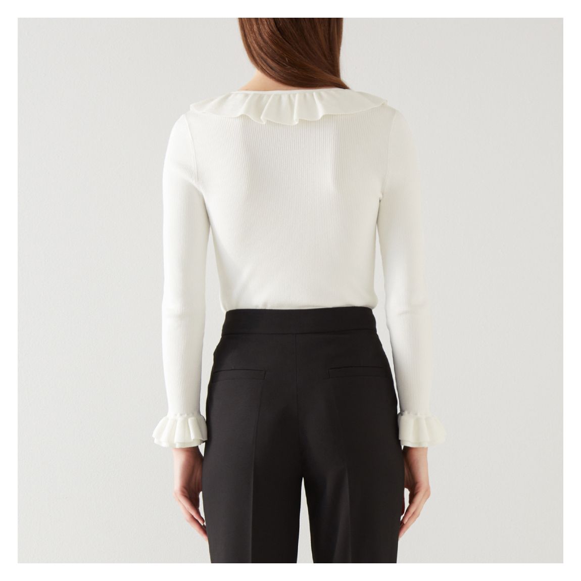 White Frill V-Neck Top main product photo