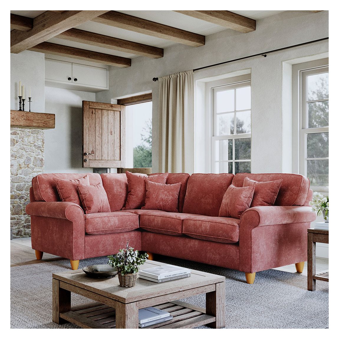 The Abingdon 1 Corner 2 Sofa Arlan Vermillion main product photo