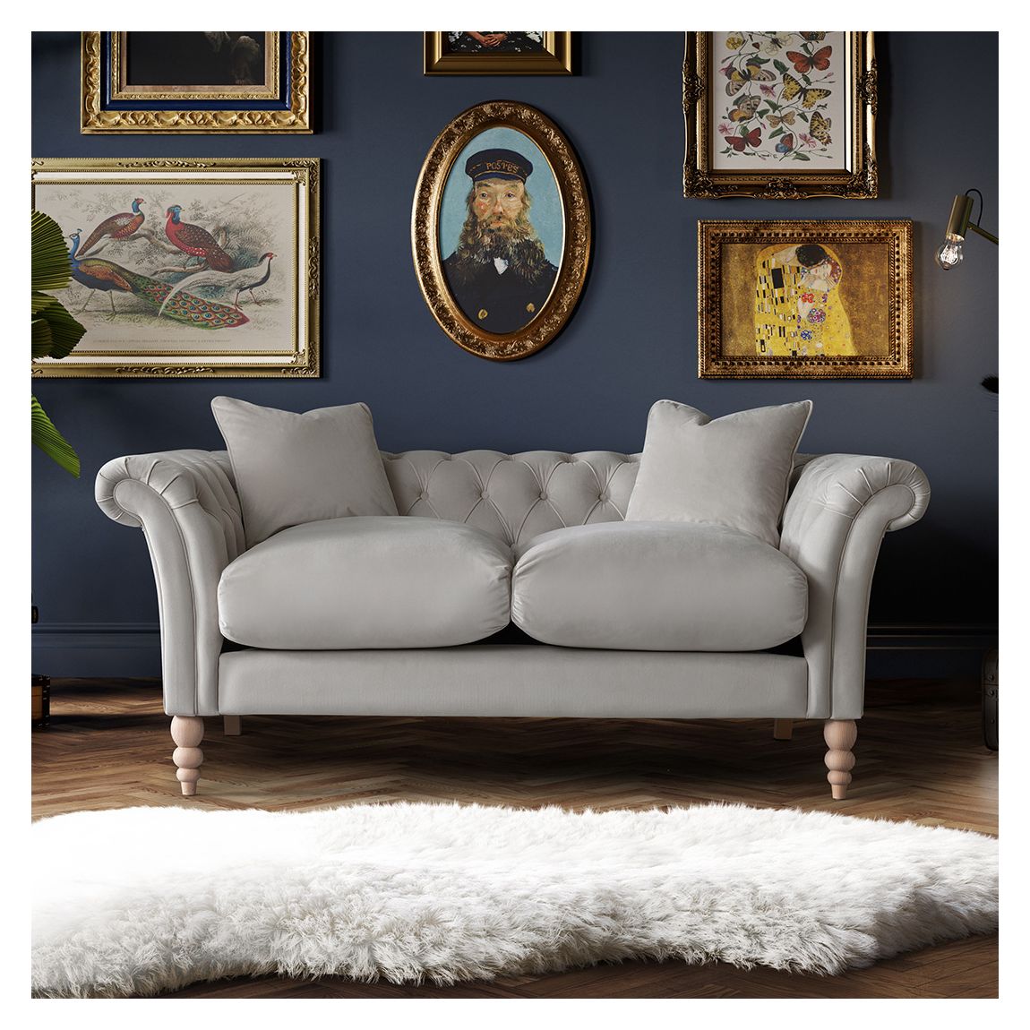 The Mayfair Medium Sofa, Velvet Chalk main product photo