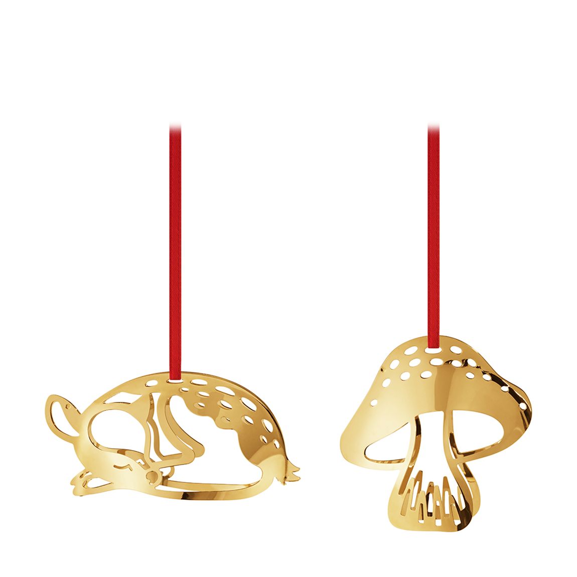 Holiday Ornament Set Deer & Mushroom 18KT Gold Plated main product photo