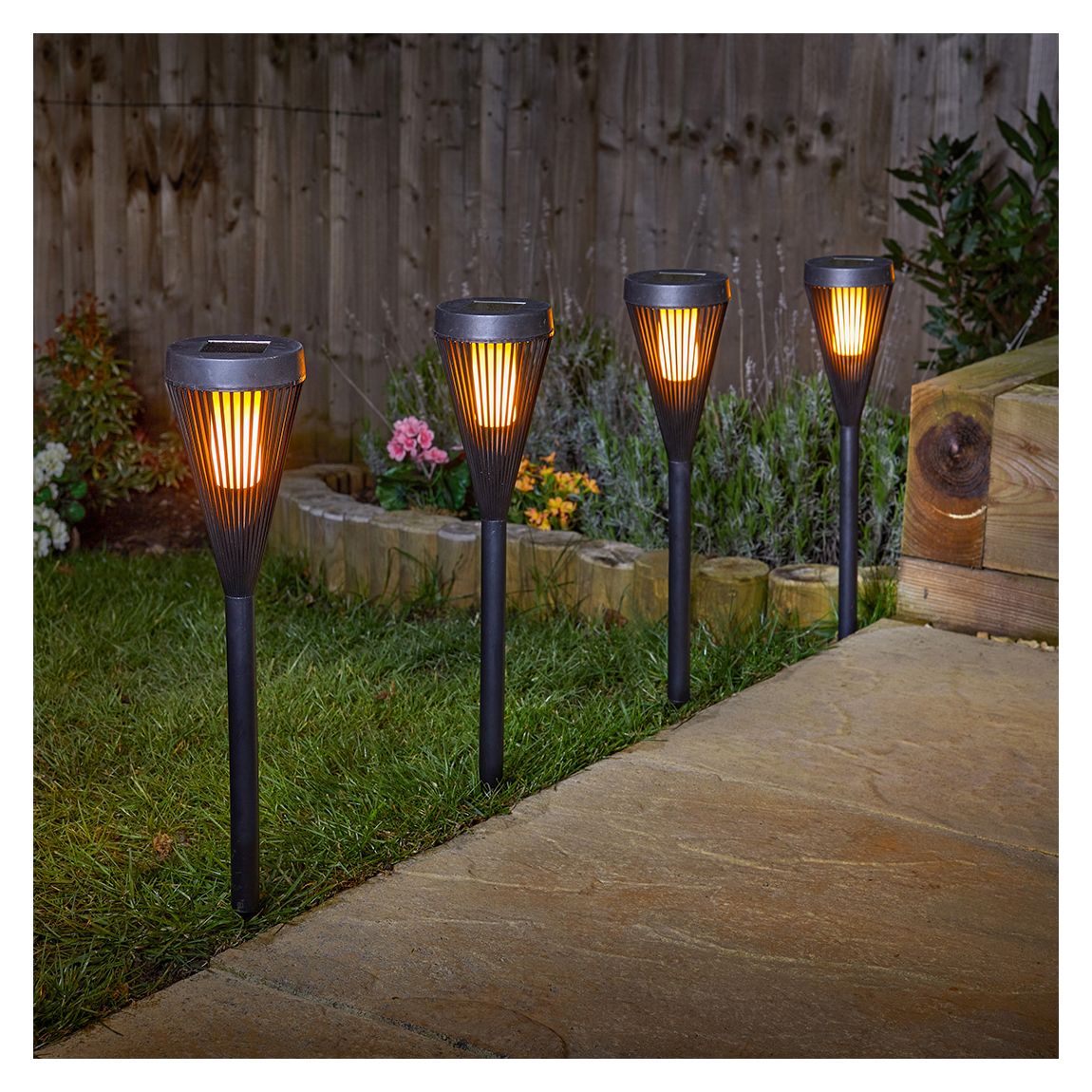 Set Of 4 Urbane Flaming Stake Light main product photo