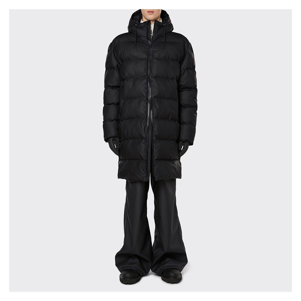 Black Unisex Waterproof Long Puffer Jacket main product photo