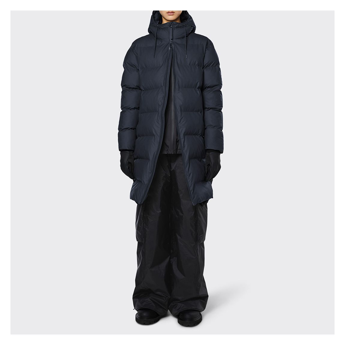 Navy Unisex Waterproof Long Puffer Jacket main product photo