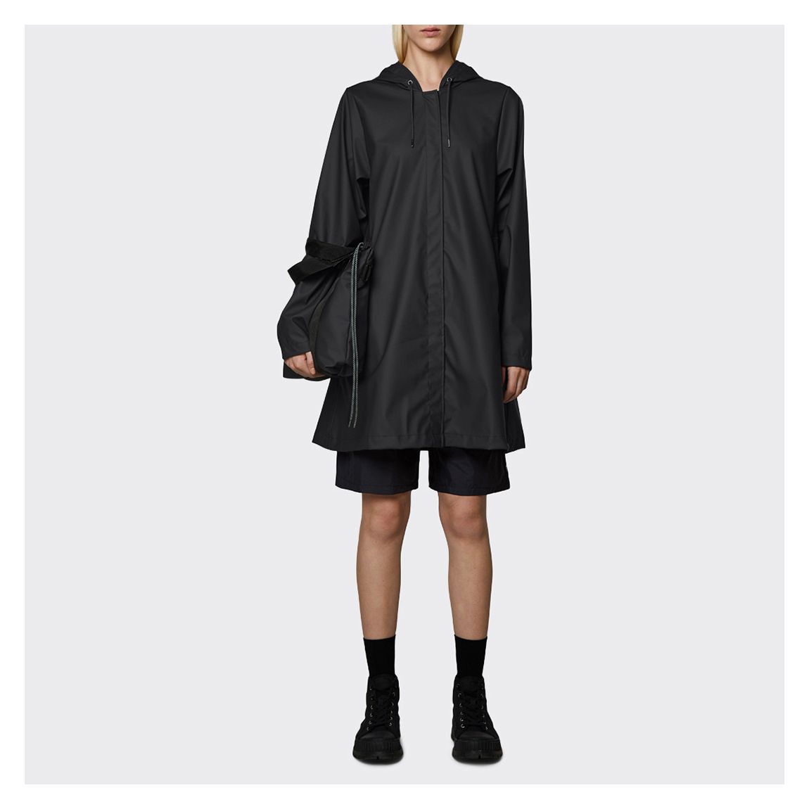 Black Unisex Waterproof A Line Jacket main product photo
