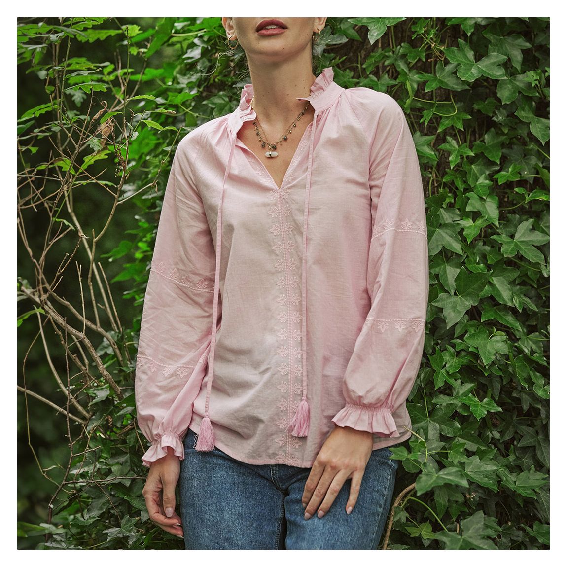 Pink Jyoti Tassel-tie Blouse main product photo
