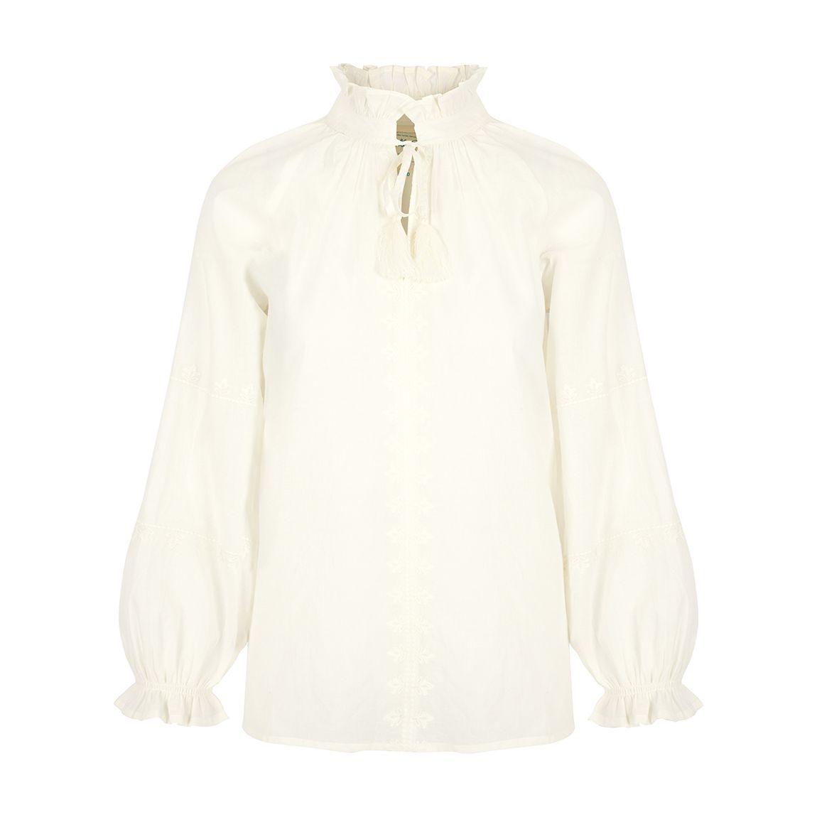 Cream Jyoti Tassel-tie Blouse main product photo