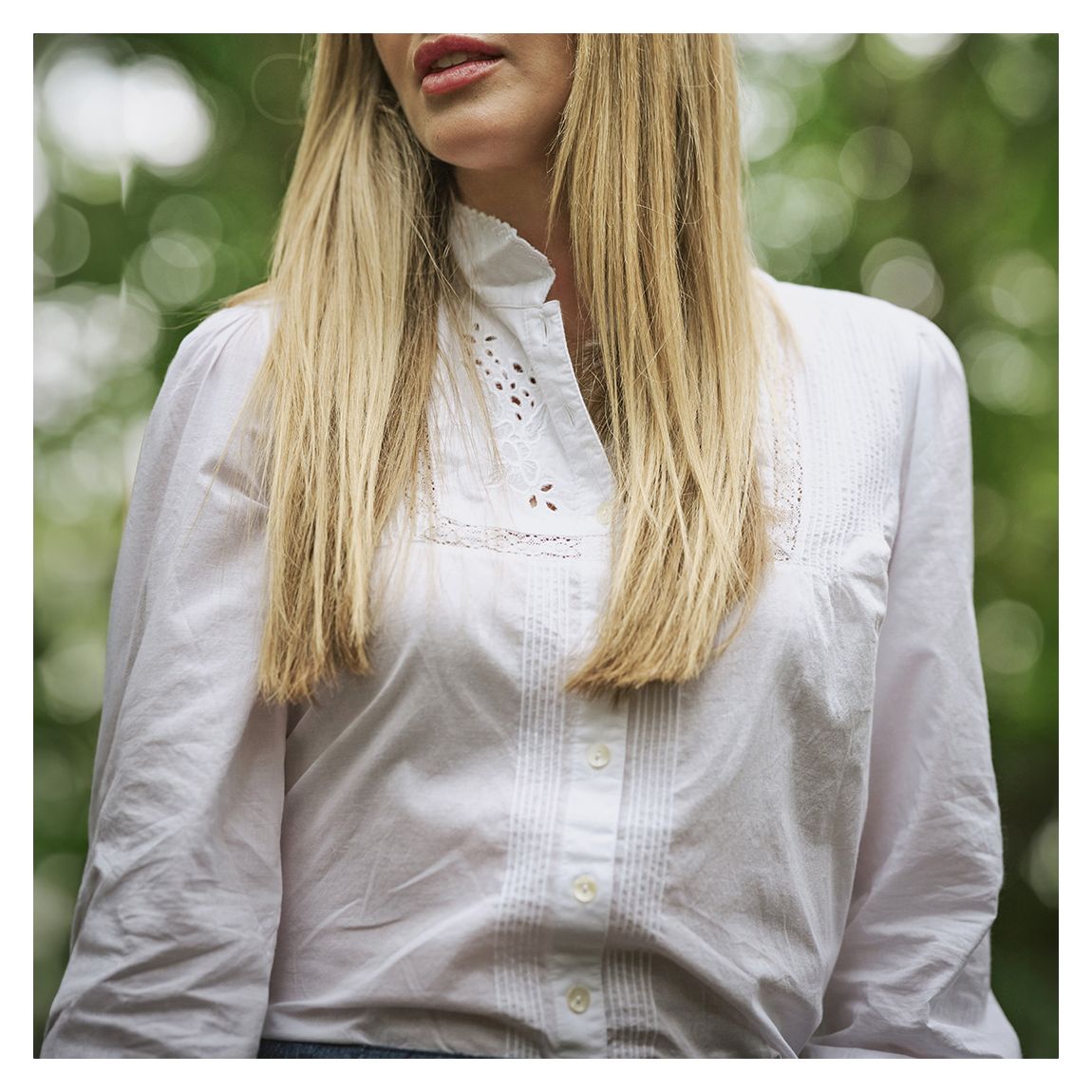 White Mila Lace Insert Shirt main product photo