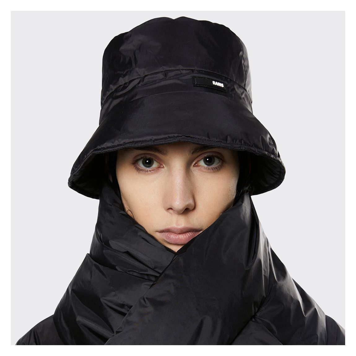 Black Unisex Padded Nylon Bucket Hat main product photo