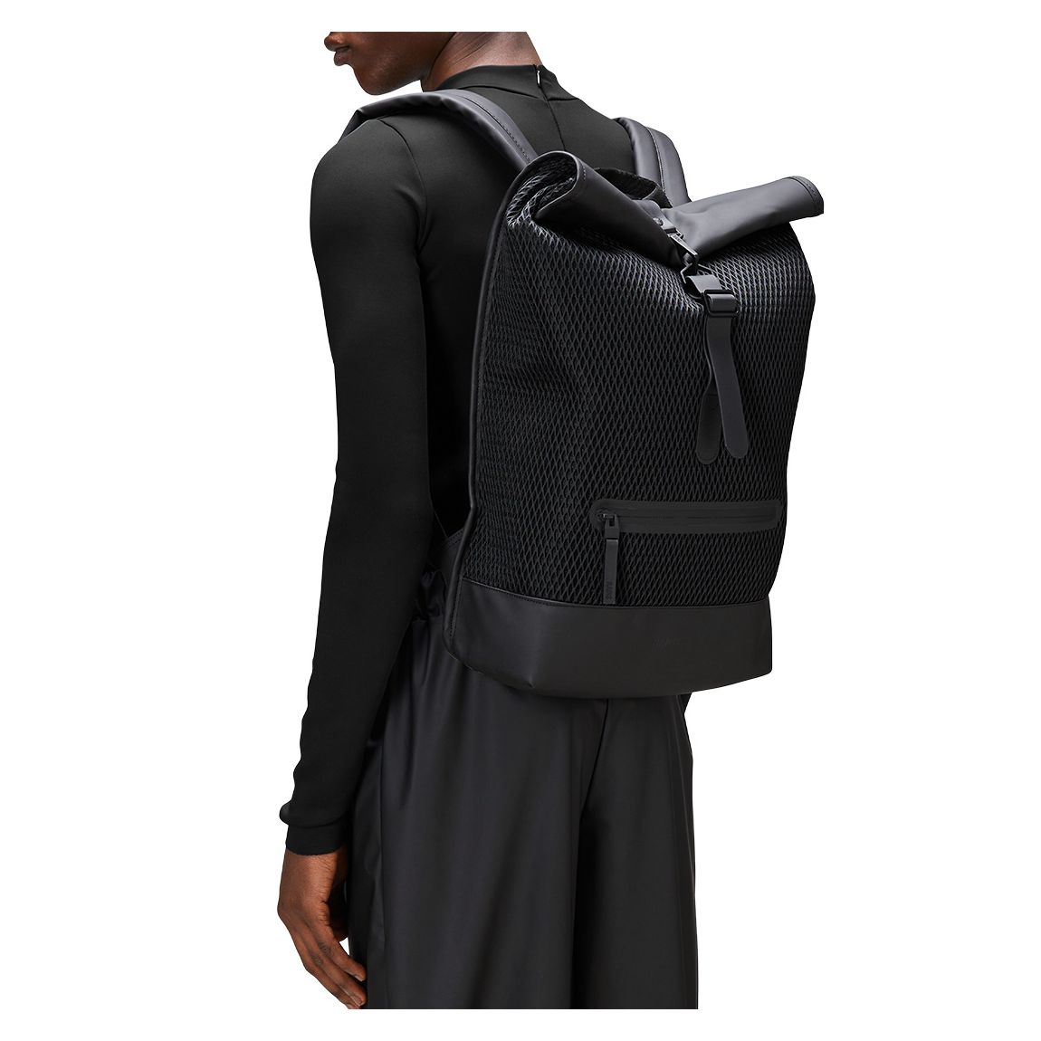 Black Unisex Waterproof Mesh Rolltop Rucksack main product photo