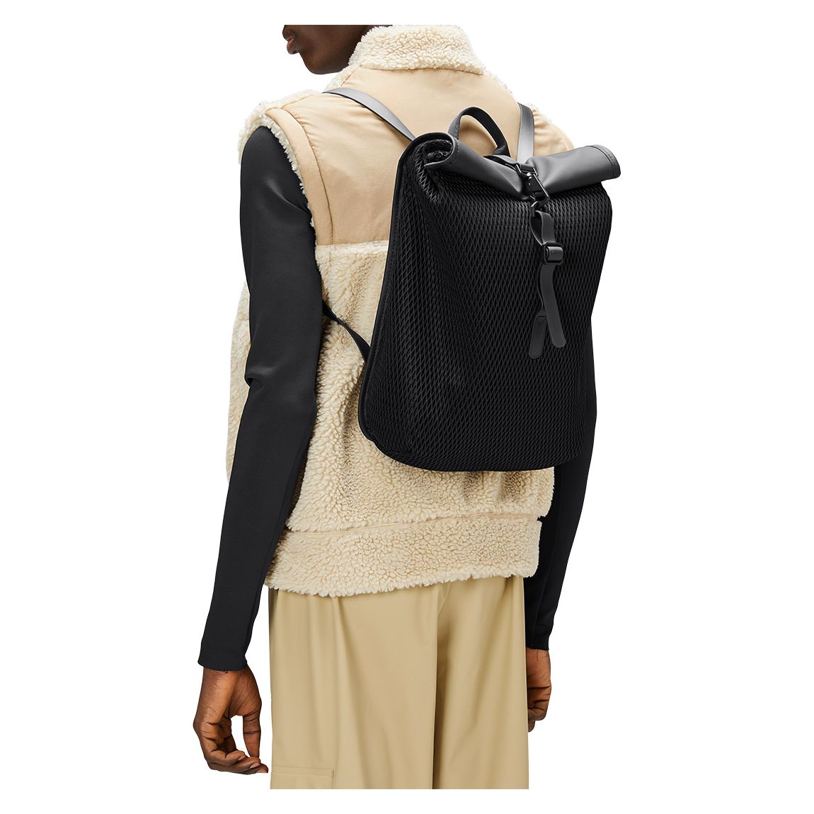 Black Unisex Waterproof Mesh Rolltop Rucksack Mini main product photo