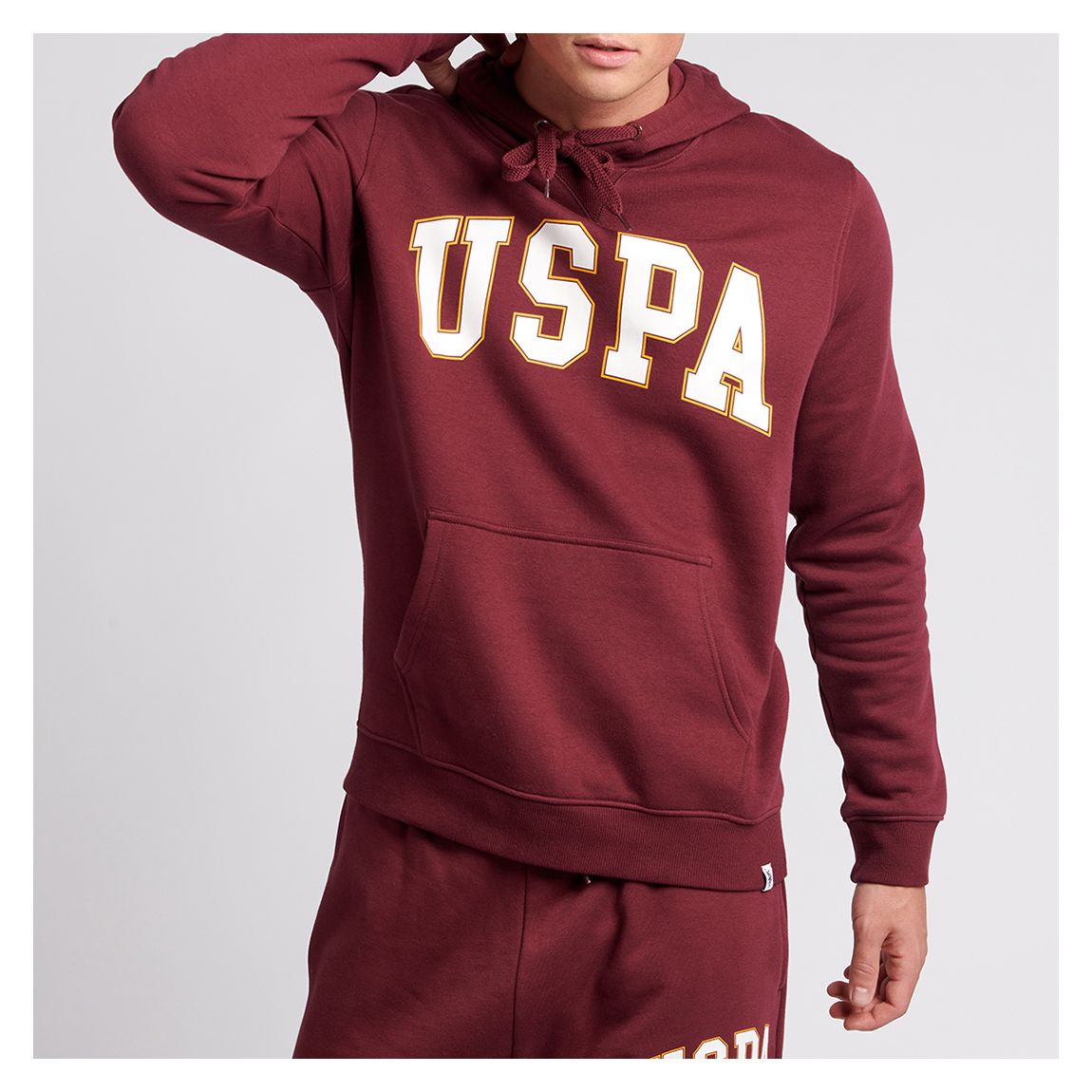 Dark Red Arch Logo Cotton Blend Hoodie main product photo
