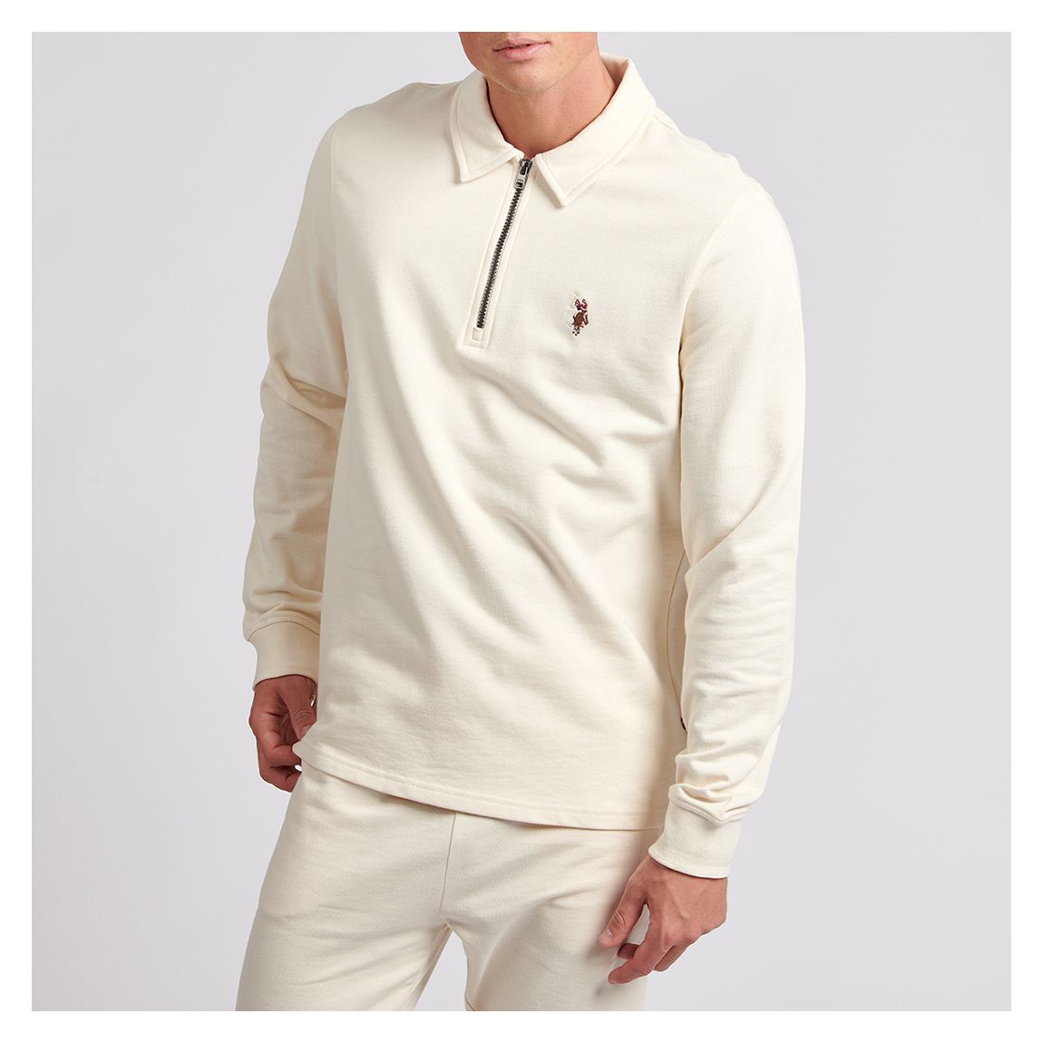 Cream Half Zip Cotton Jumper main product photo