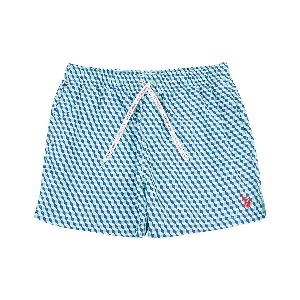 Blue Geometric Print Swimming Trunks main product photo