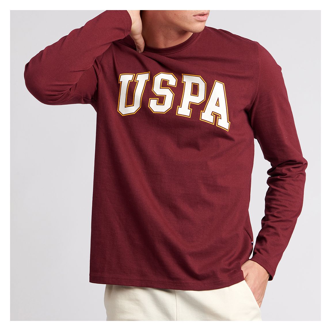Dark Red Arch Logo Long Sleeve Cotton Top main product photo