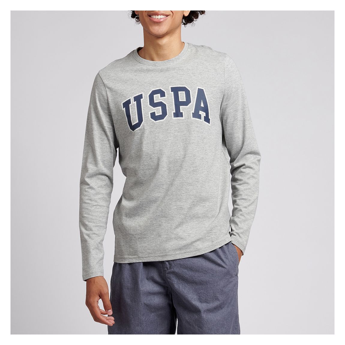 Grey Arch Logo Long Sleeve Cotton Top main product photo