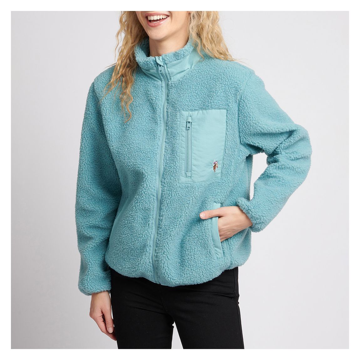 Blue Teddy Zip Up Jacket main product photo
