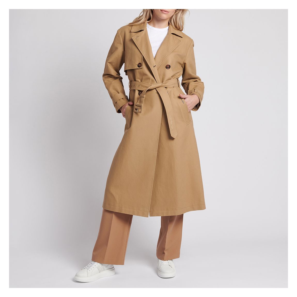 Camel Cotton Trench Coat main product photo
