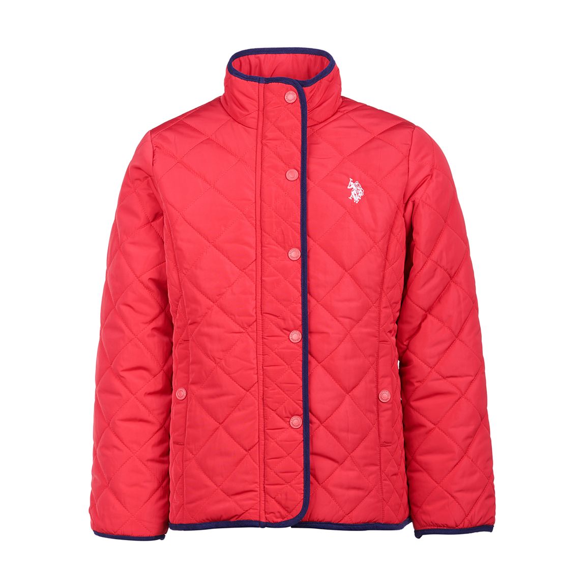 Teen Girl's Red Quilted High Neck Jacket main product photo