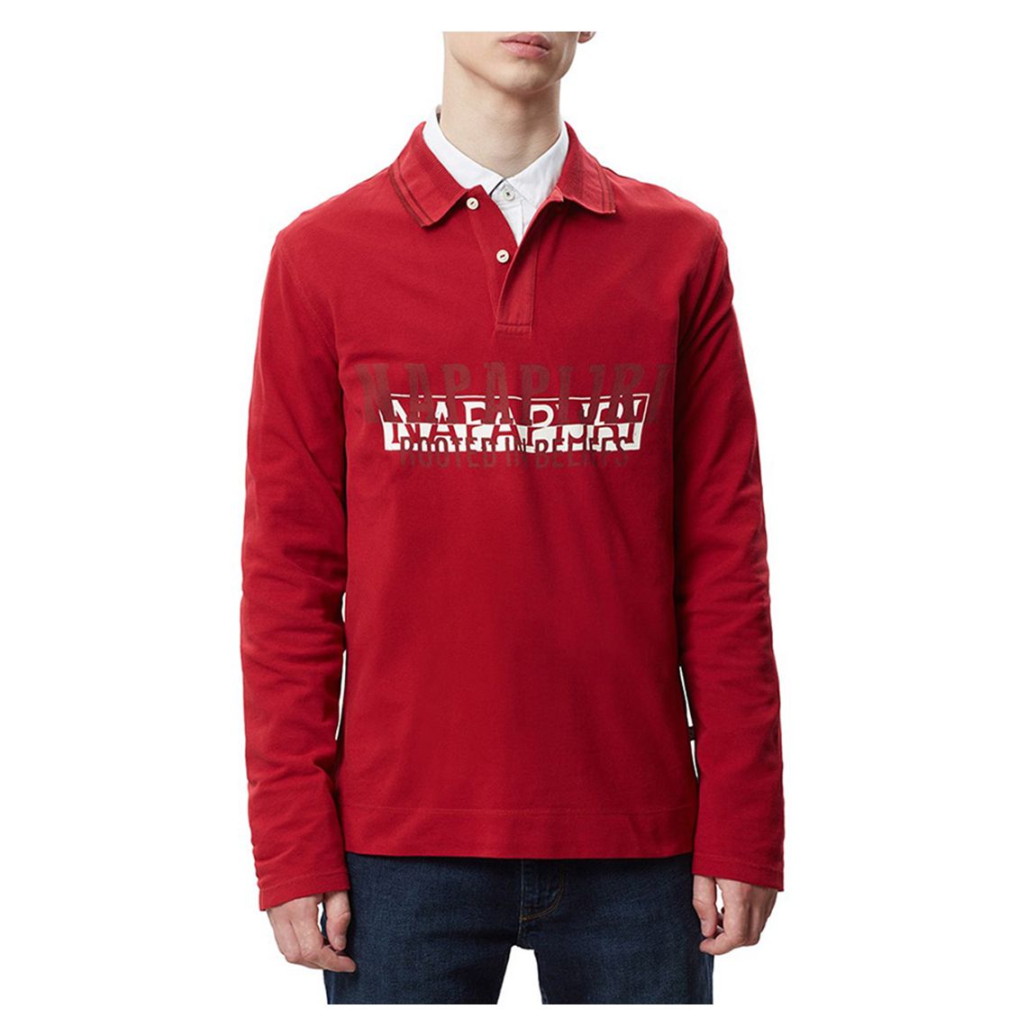 Red Eardara Long Sleeve Cotton Polo main product photo