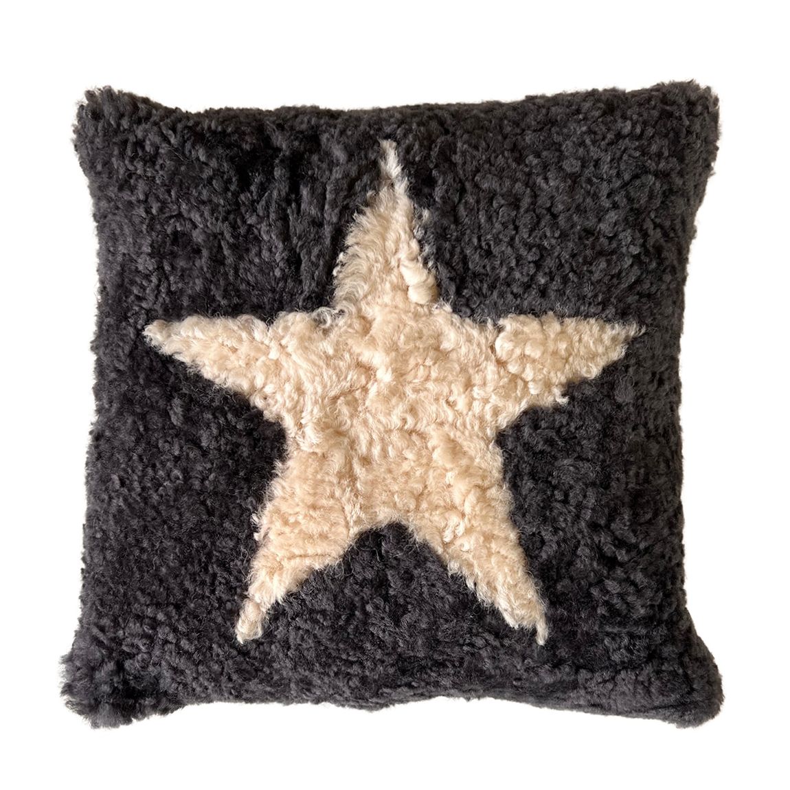 Sheepskin Cushion Curly Star 35cm, Pearl Antracite main product photo