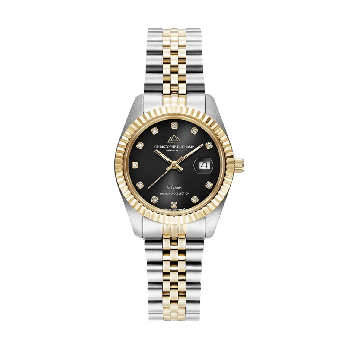 Women's Silver & Black Elysees Watch main product photo