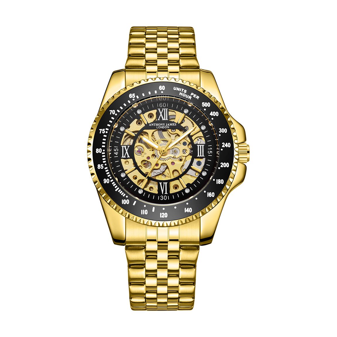 Mens Hand Assembled Anthony James Limited Edition Tachymeter Sports Automatic Gold main product photo