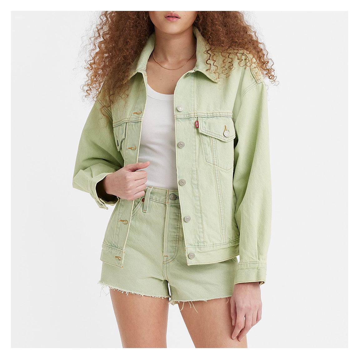 Green 90s Denim Trucker Jacke main product photo