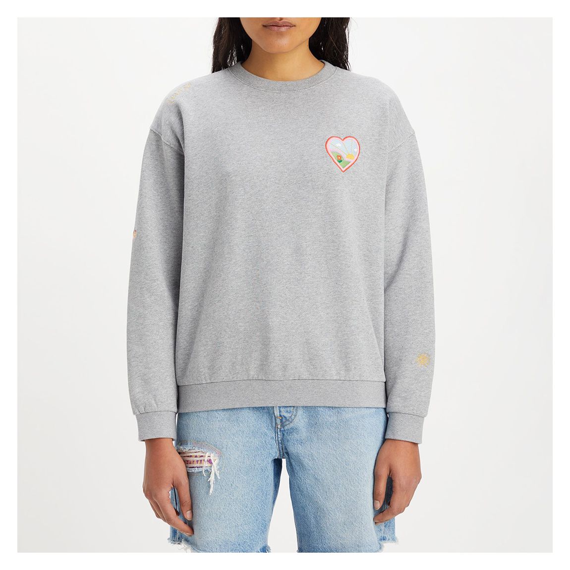 Grey Salinas Embroidered Cotton Sweatshirt main product photo