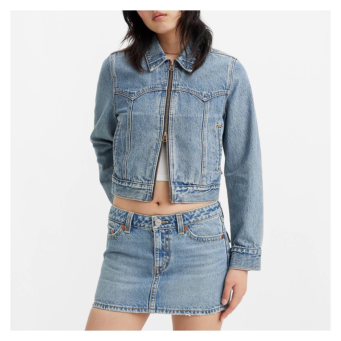 Blue Trucker Slim Denim Jacket main product photo