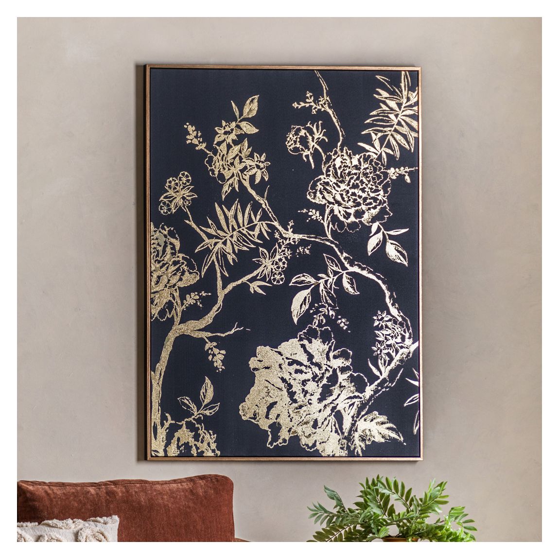 Dark Oriental Blooms 120x90cm Framed Canvas main product photo