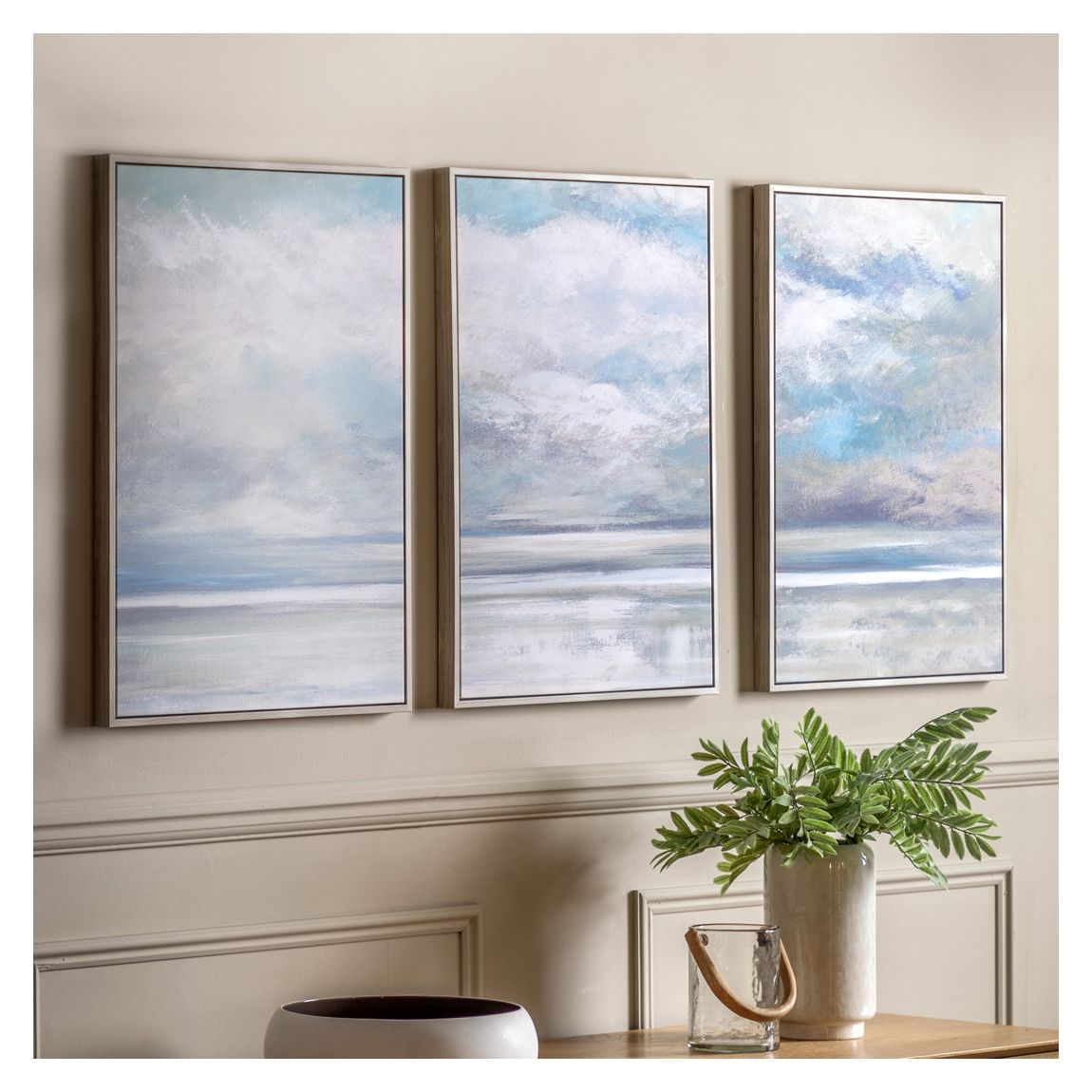 Clouded Triptych 70x50cm Framed Canvas main product photo