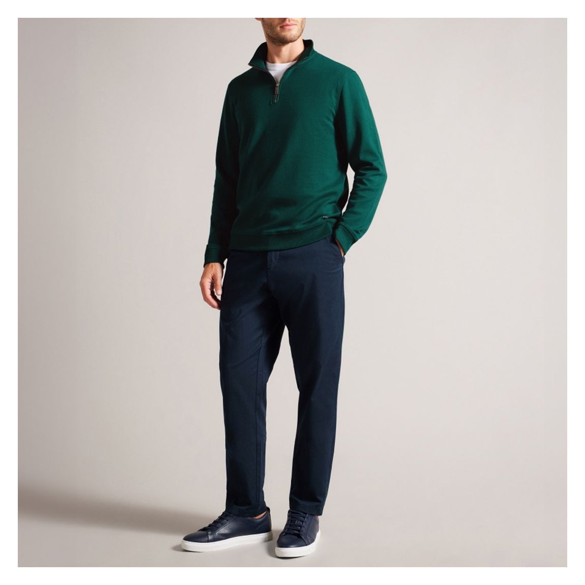 Bottle Green Antram Quarter Zip Sweater main product photo