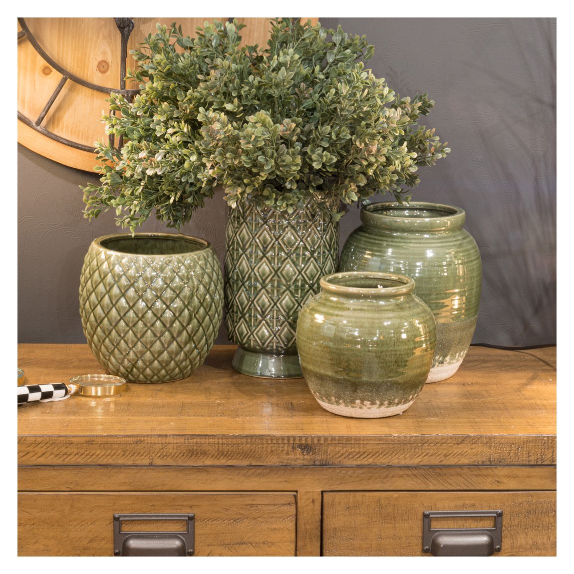 Seville Collection Olive Squat Vase main product photo