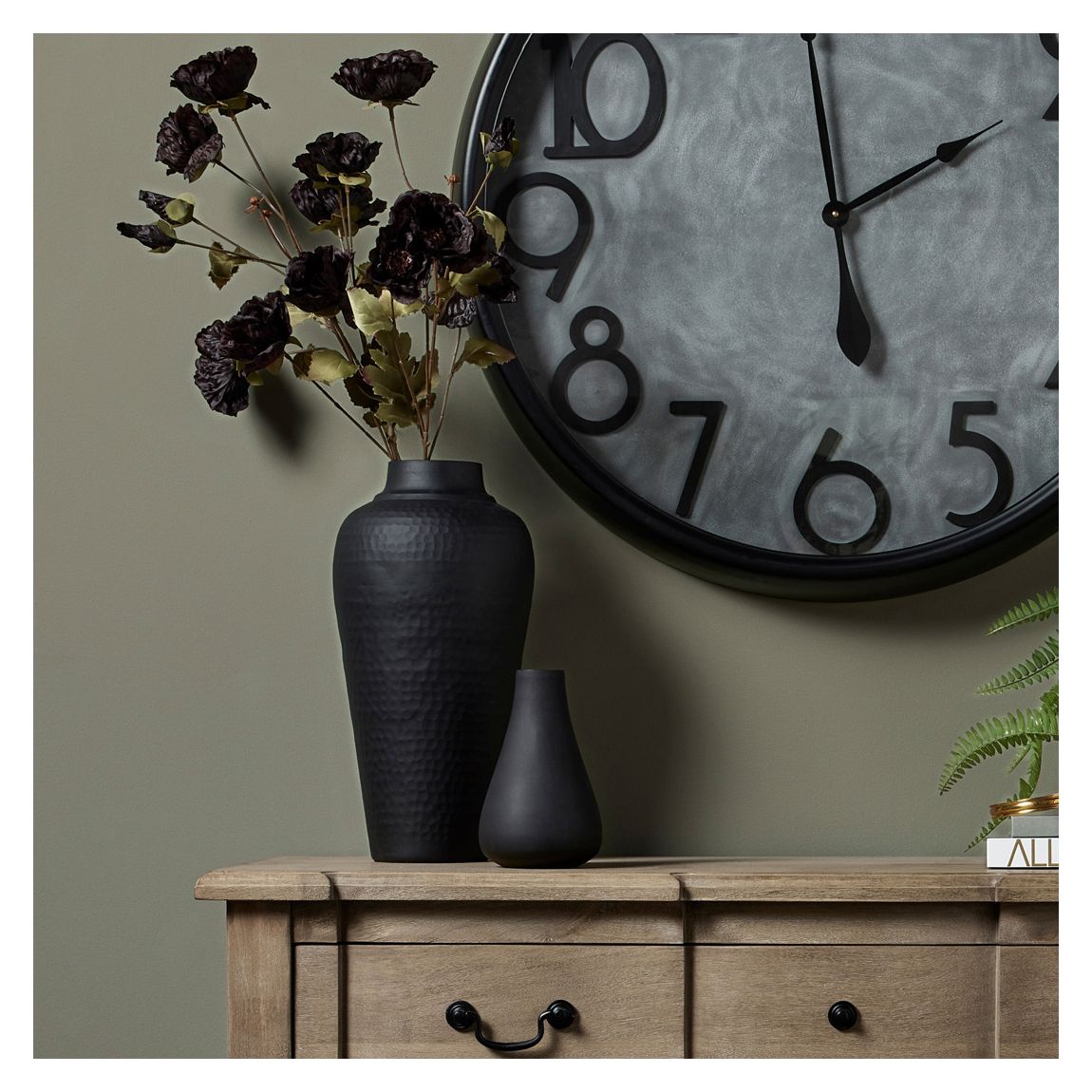 Matt Black Hammered Vase With Lid main product photo