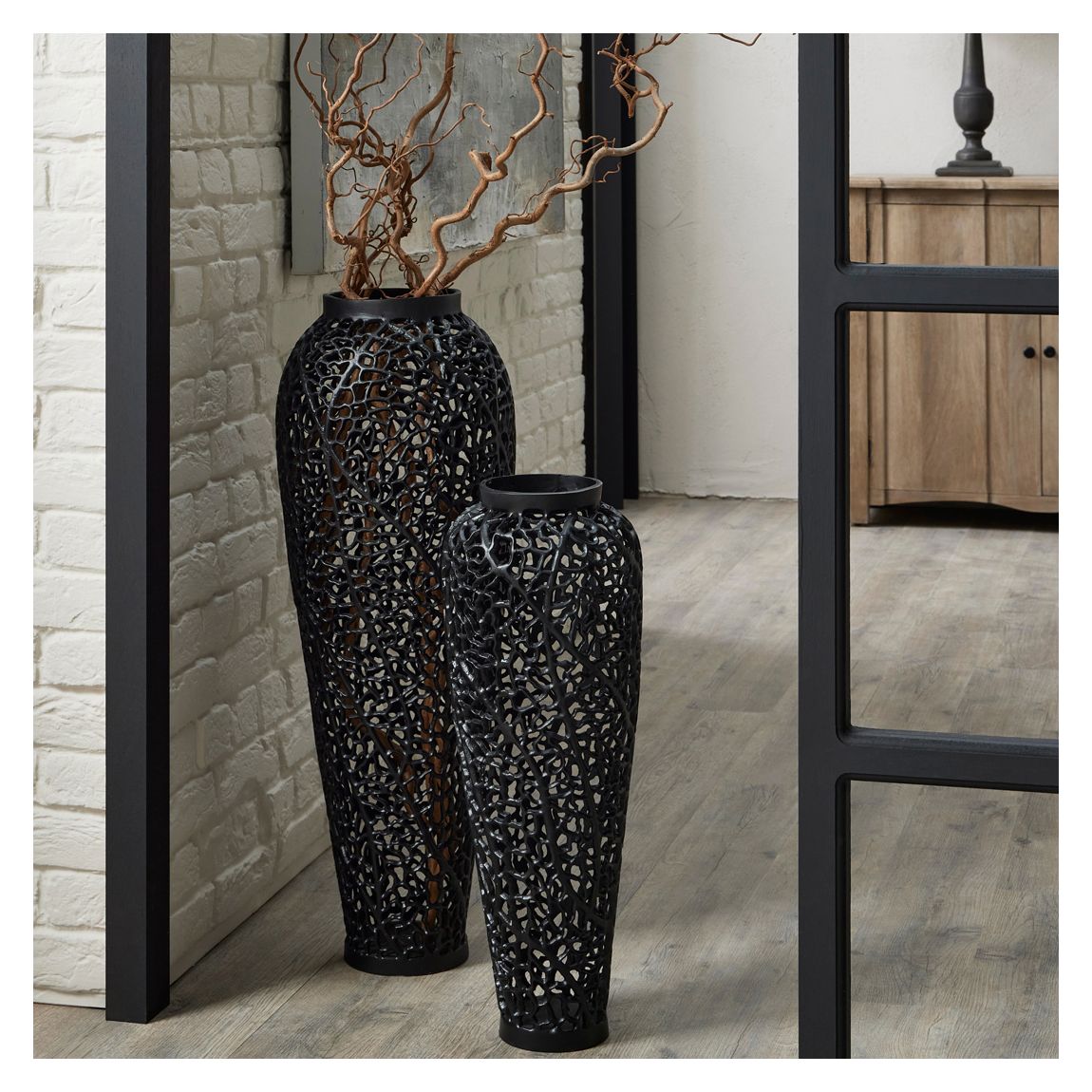 Black Cast Lattice Vase main product photo