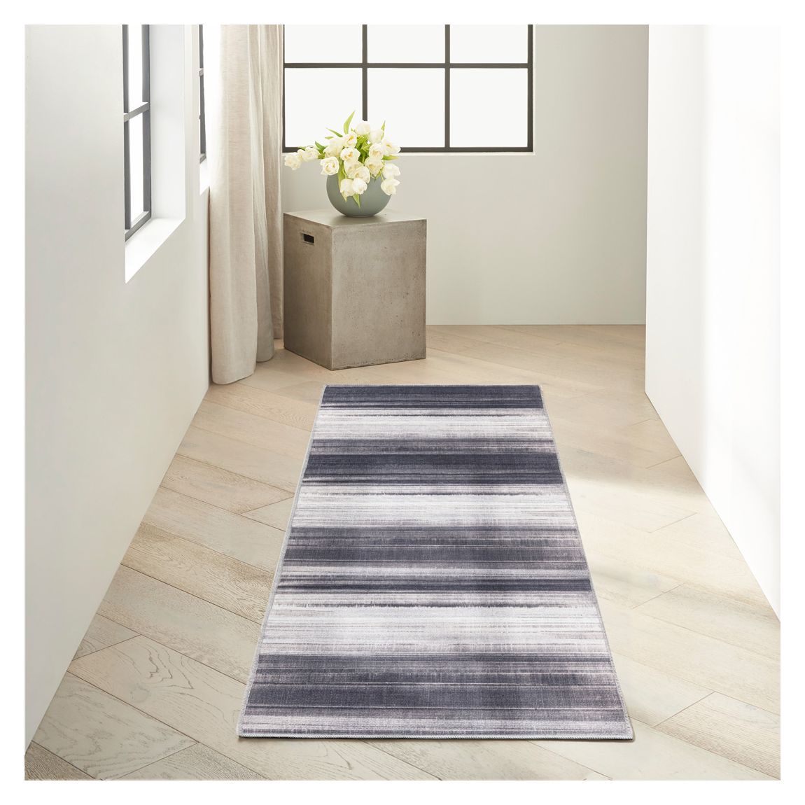 Launder LDR01 229 x 66cm Rug, Ivory/Black main product photo