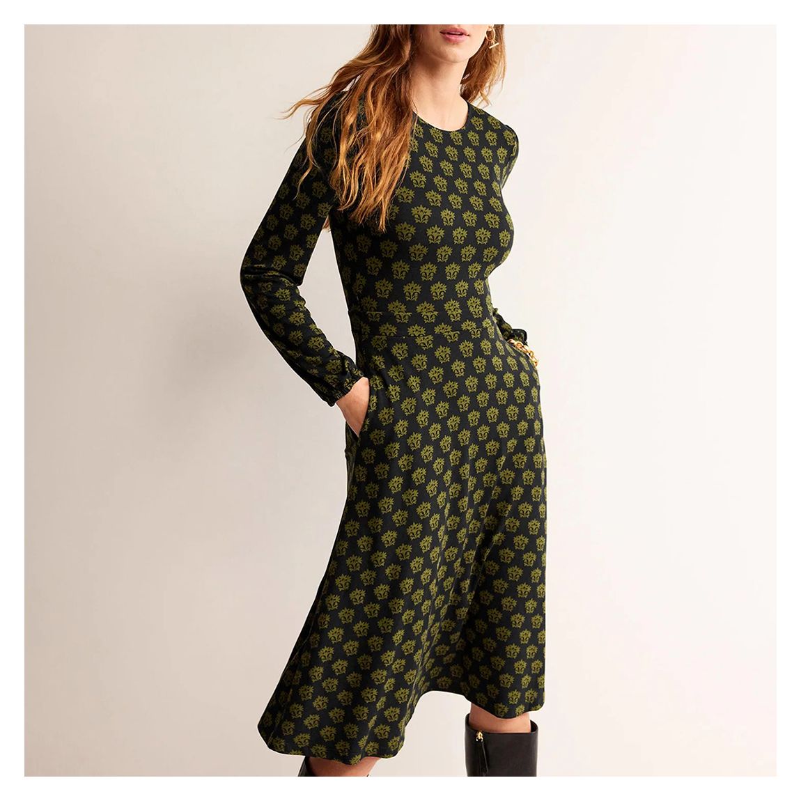 Black/Green Camille Jersey Dress main product photo