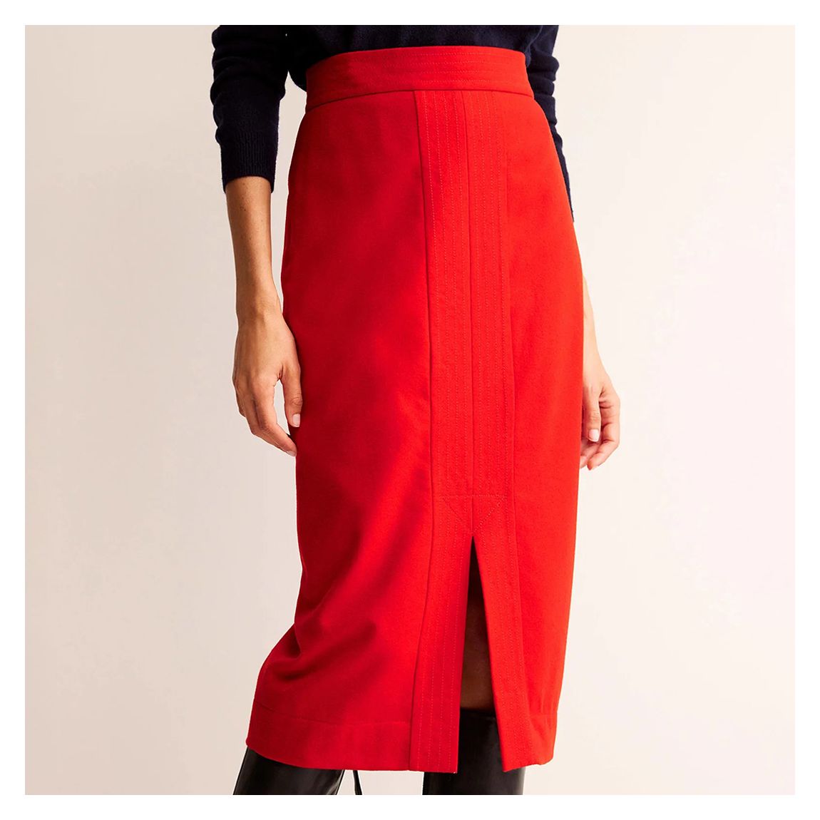 Red Wool Blend Pencil Skirt main product photo