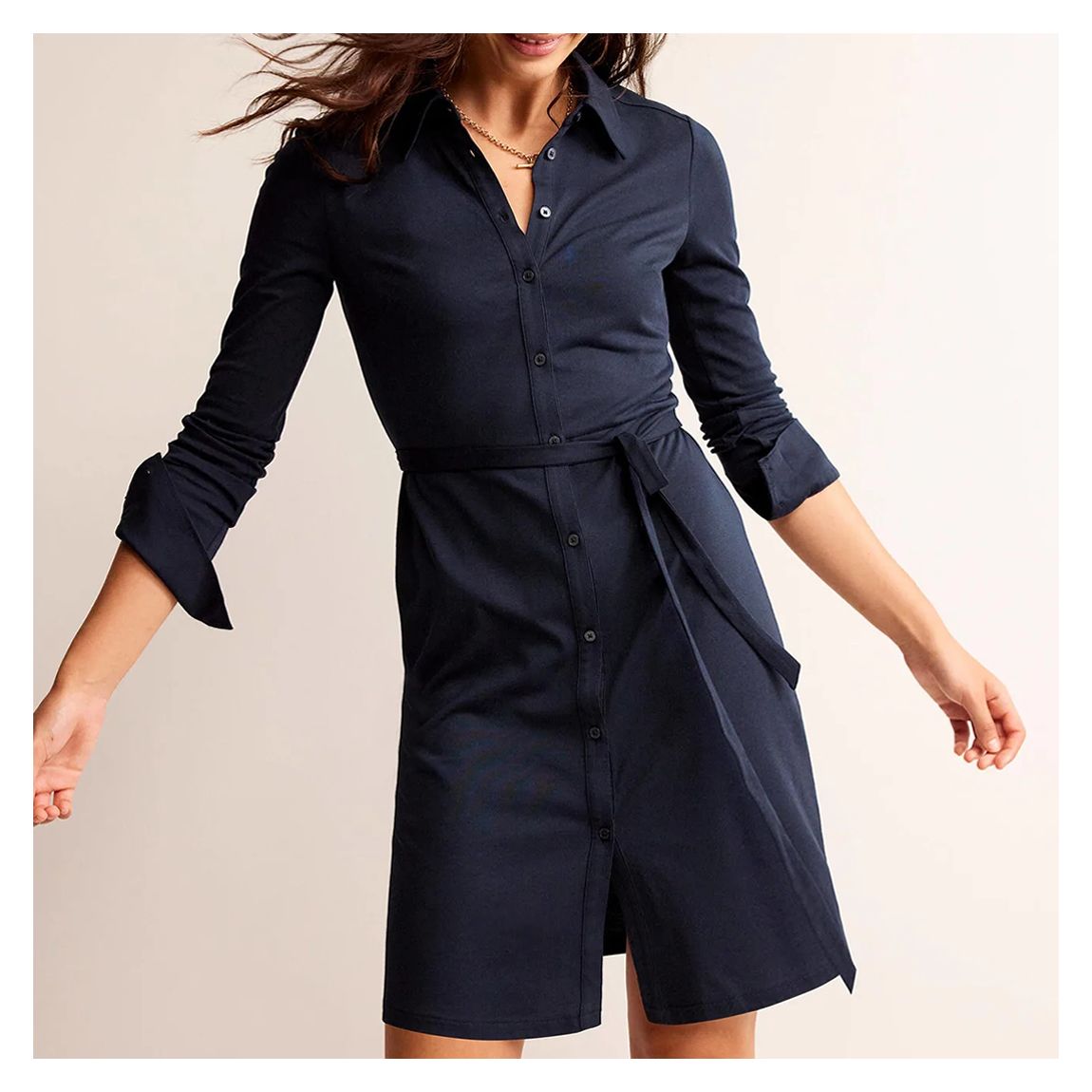 Navy Jessie Jersey Shirt Dress main product photo