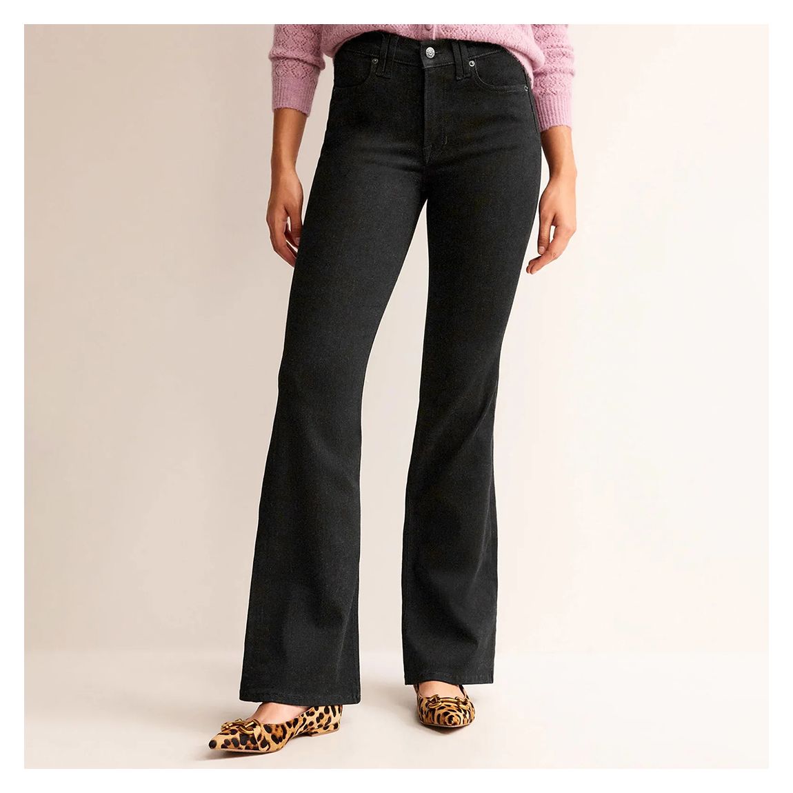 Black Mid Rise Slim Flare Jeans main product photo