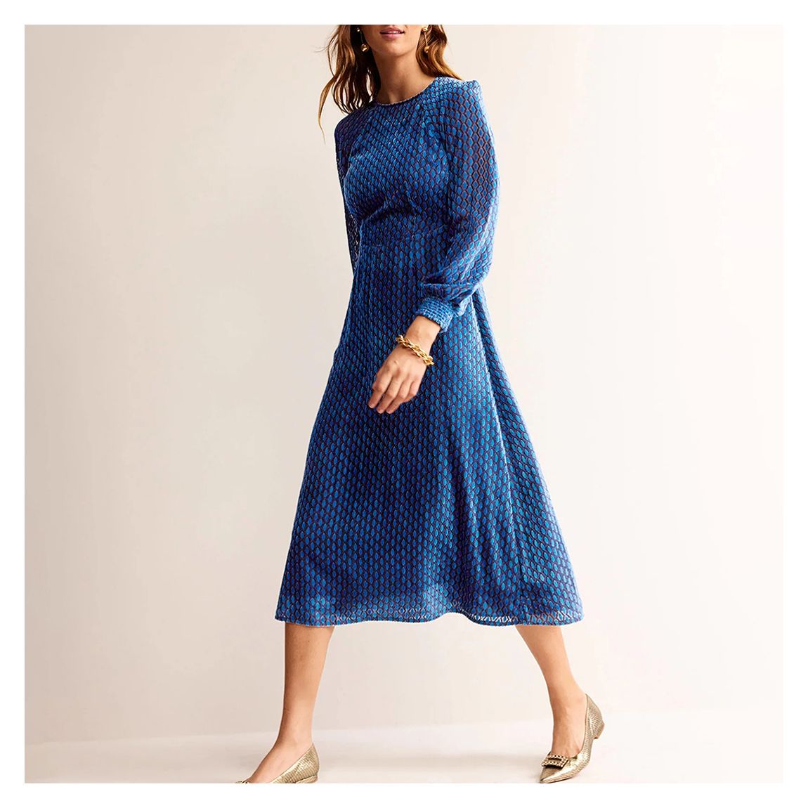 Blue Hotched Devore Midaxi Dress main product photo