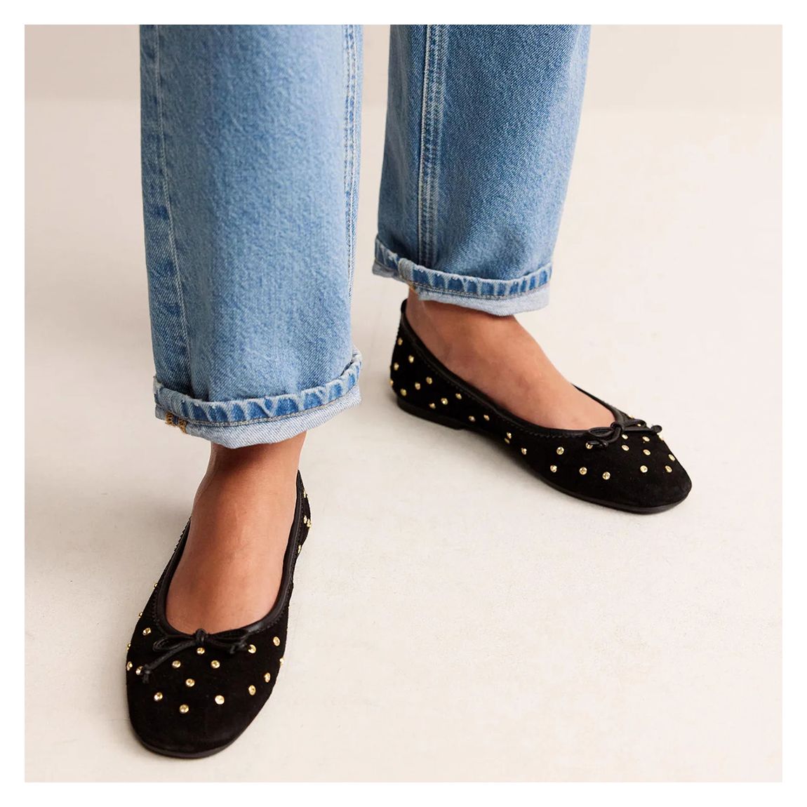 Black Kitty Leather Ballet Pumps main product photo