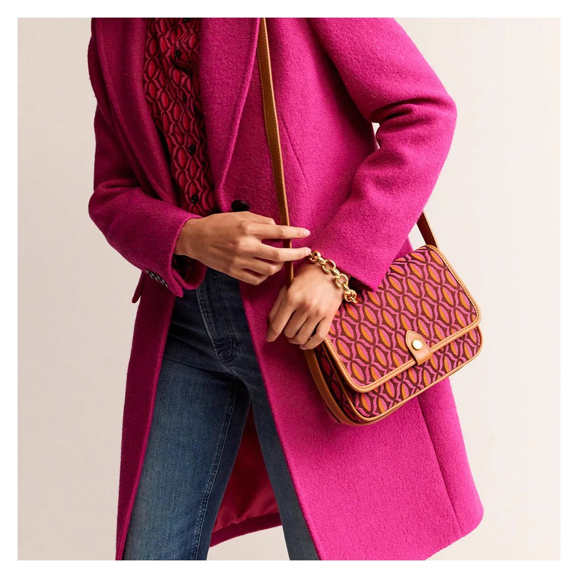 Pink Structured Cross Body Bag main product photo