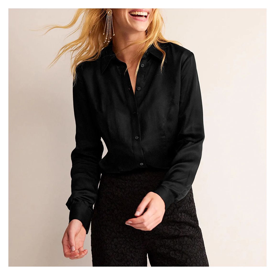 Black Saskia Satin Shirt main product photo